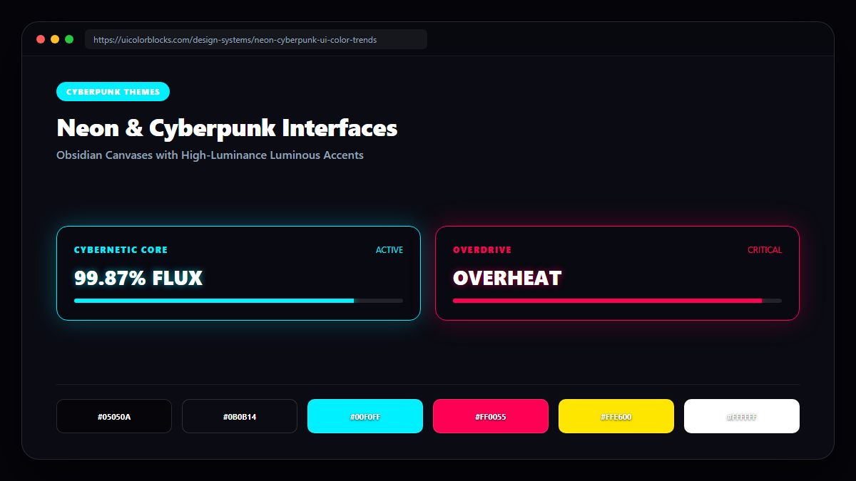 Neon & Cyberpunk UI: Dark Canvases & Vivid Accents Visual Architecture