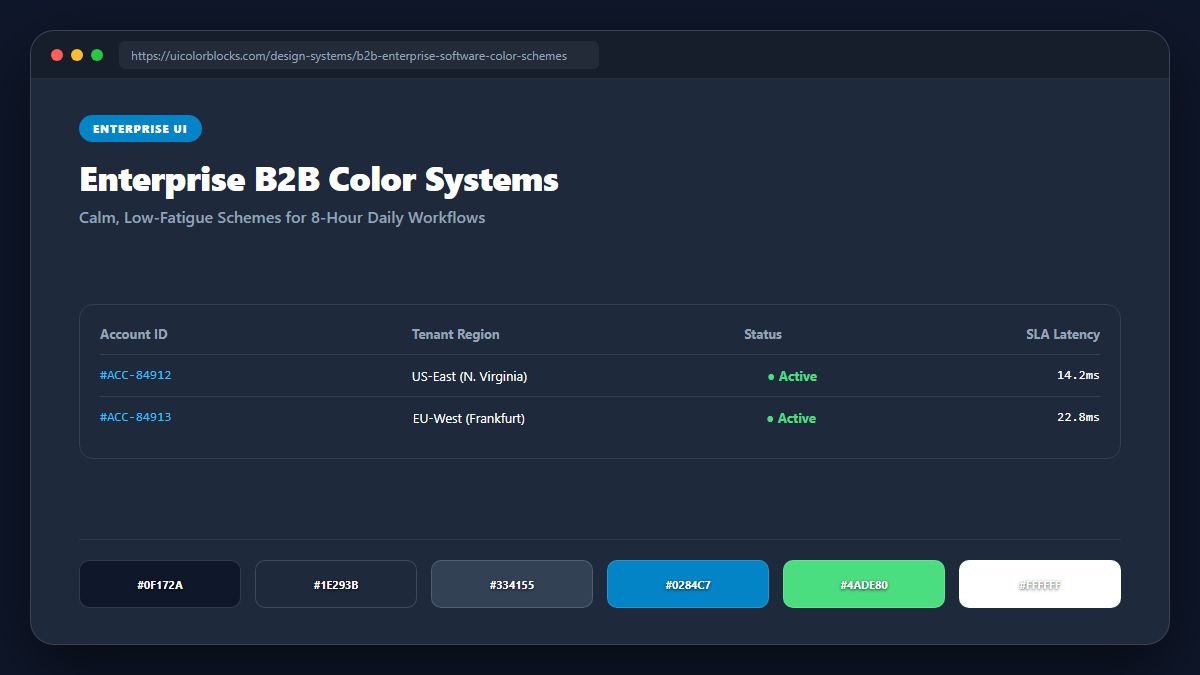 Enterprise B2B Color Systems: Functional, Calm & Multi-Tenant